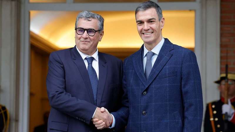 Premierministrene Aziz Akhannouch, Marokko og  Pedro Sánchez, Spanien